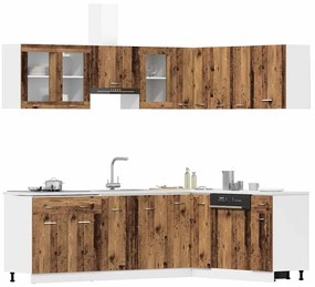 11 pcs armário de cozinha conjunto deriv. madeira madeira velha