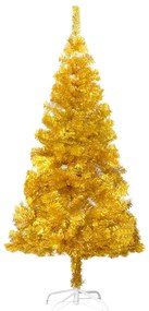 vidaXL Árvore de Natal artificial com suporte 210 cm PET dourado