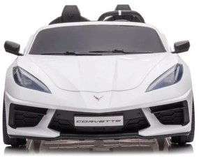 Carro elétrico para Crianças Corvette Stingray de 2 lugares 12v, módulo de música, assento em pele, pneus de borracha EVA Branco