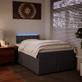 Cama Boxspring com Colchão e Luzes Led - 120x190 cm - Couro Artificial