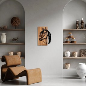 Acessório Decorativo de Parede em Madeira Cavalo – Preto Nogueira – 40