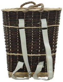 Mochila para lenha com alças 44,5x37x50cm salgueiro natural