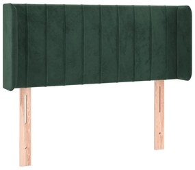 Cabeceira cama c/ luzes LED veludo 83x16x78/88 cm verde-escuro