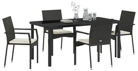 Conjunto de Jantar de Jardim 5 pcs Preto 160 x 80 x 73 cm