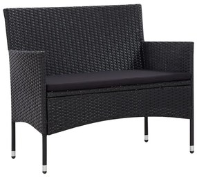 5 pcs conjunto lounge de jardim c/ almofadões vime PE preto