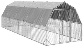 vidaXL Corrida de galinhas com telhado 2,5x8x2,25 m aço galvanizado