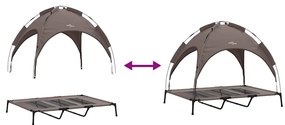 Cama Elevada para Cão com Teto Removível Castanho XL Aço