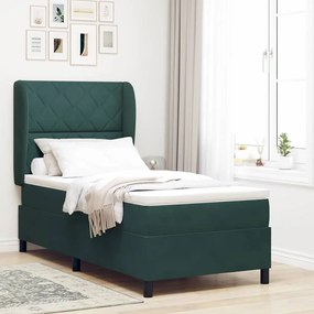 vidaXL Cama Box com colchão Verde Escuro 190 x 90 cm Poliéster