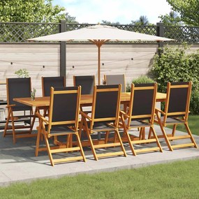 vidaXL Cadeiras de jardim dobráveis 8 pcs acácia maciça e textilene