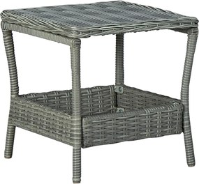 vidaXL Mesa de jardim em vime PE 45x45x46,5 cm cinzento-claro