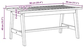 Mesa de Café vidaXL 90x45x40 cm Madeira Sólida de Acácia