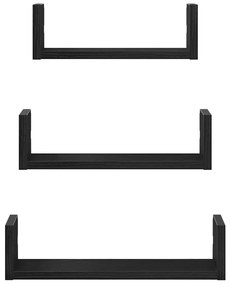 Prateleiras parede 3 pcs derivados madeira carvalho preto