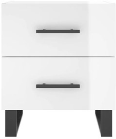Mesas de cabeceira 2pcs derivados de madeira branco brilhante