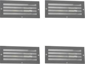 Conjunto de 4 focos embutidos modernos cinza escuro IP44 - Hurricane