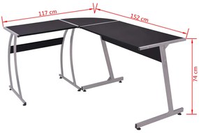 Mesa de canto em forma de L preto