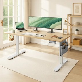 Secretária com altura ajustável 180 x 80 x (72-120) cm, função de memória carvalho dourado