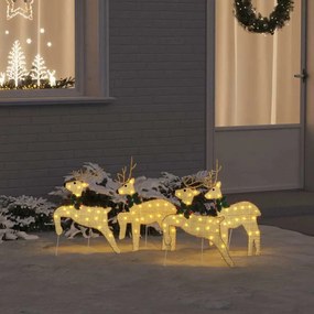 vidaXL Renas de LED 4 pcs Ouro tecido