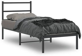 Estrutura de cama metal s/ colchão c/ cabeceira 75x190 cm preto
