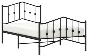 Estrutura de cama com cabeceira e pés 100x190 cm metal preto