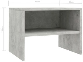 Mesas-de-cabeceira 2 pcs 40x30x30 cm contraplacado cinzento