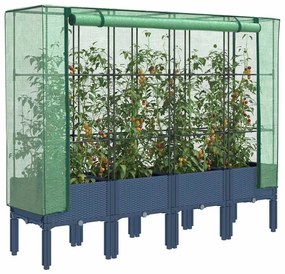 vidaXL Canteiro elevado com cobertura de estufa aspeto de vime