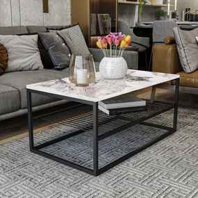 Mesa de Centro Asude – Branco e Preto – 95x42x55 cm