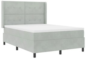 Cama Box com Colchão vidaXL Cinza Claro 140x190 cm Veludo