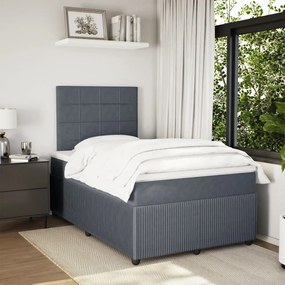 Cama boxspring com colchão 120x190 cm veludo cinzento-escuro