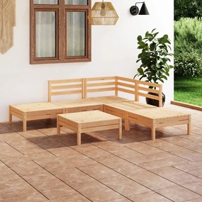 vidaXL 6 pcs conjunto lounge de jardim pinho maciço
