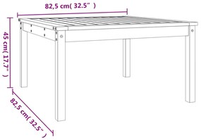 Mesa de jardim 82,5x82,5x45 cm madeira de pinho maciça cinzento