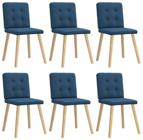 Cadeiras de jantar 6 pcs tecido azul