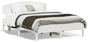 Estrutura cama c/ cabeceira 120x190 cm pinho maciço branco