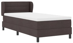 Cama Box Spring vidaXL com Colchão - Castanho Escuro, 80x200 cm, Tecid