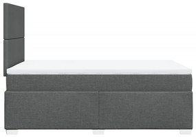 Cama boxspring com colchão 120x190 cm tecido cinzento-escuro