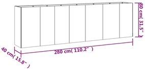 Canteiro elevado de jardim 280x40x80 cm aço corten
