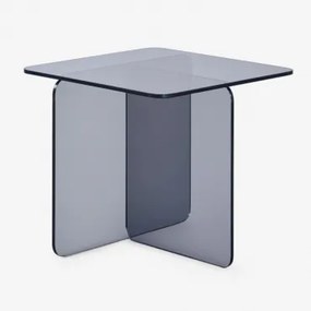 Mesa Lateral Quadrada 50x50 Cm Em Vidro Temperado Eliana Preto - Sklum