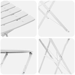 Conjunto de Bistro Dobrável de 3 Peças vidaXL Branco Aço