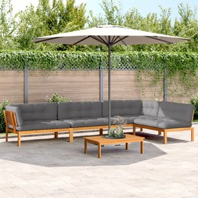 vidaXL 5 pcs móveis de paletes p/ jardim com almofadões acácia maciça