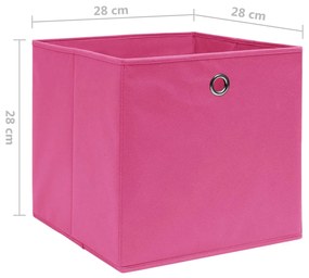 Caixas arrumação 4 pcs 28x28x28 cm tecido-não-tecido rosa