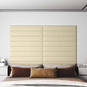 vidaXL Painel de parede 12 pcs 90x15 cm couro artificial 1,62 m² creme