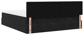 Estrutura de cama otomana com colchões 180x200cm veludo preto