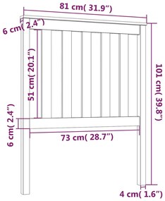 Cabeceira de cama 81x6x101 cm pinho maciço cinzento