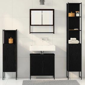 Conjunto de 4 Peças para Casa de Banho Carvalho Preto Madeira de Engen