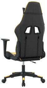 Cadeira gaming couro artificial preto e dourado