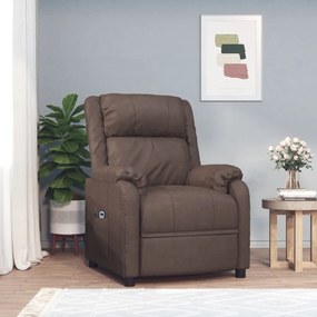 vidaXL Poltrona reclinável elétrica couro artificial castanho