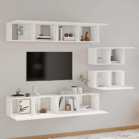 Conjunto móveis de TV 6 pcs madeira processada branco
