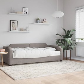 vidaXL Sofá-cama com colchão 90x200 cm tecido cinzento-acastanhado