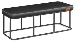 Coleção VASAGLE EKHO - Banco para entrada de quarto, couro sintético com costura, banco otomano com estrutura de aço, sala de estar e jantar, estilo moderno de meados do século, suporta 303 kg, preto-tinta LOM073B01
