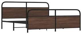 Estrutura cama sem colchão 193x203 cm metal carvalho castanho