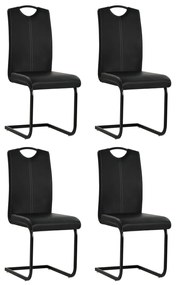 Cadeiras de jantar cantilever 4 pcs couro artificial preto
